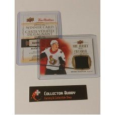 2020-21 Tim Hortons Brady Tkachuk NHL Jersey Relic Official Winner Card 
